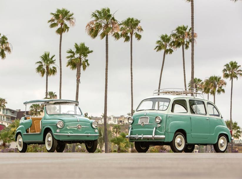 Il prossimo 16 agosto vanno all&#39;asta a Monterey in California una Fiat 600 Multipla del 1957 e una Jolly da spiaggia del 1961. Hanno una base che parte da 125.000 e 175.000 euro. Potrebbe trattarsi di un nuovo record di prezzo per i modelli Fiat prodotti in serie nel secondo dopoguerra. Le auto sono perfettamente restaurate